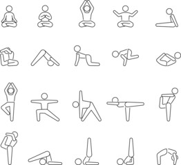 Yoga icon set isolated on white background from activities collection. Yoga icon set trendy and modern Yoga symbol for logo, web, app, UI. Yoga icon set simple sign.