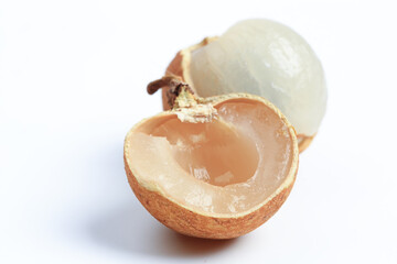 Lychee cut on white background