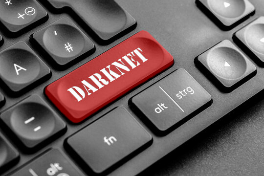 3D rote Darknet Taste auf einer dunklen Tastatur