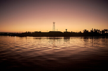 sunrise over the sea silhouette, yucatan mexico