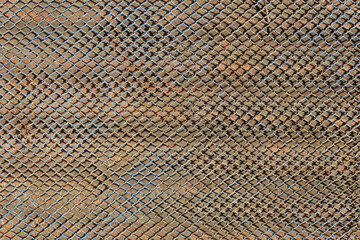 a view from afar on the mesh-netting, which in some places began to rust