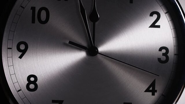 Clock face as the hands move around the clock speedily
