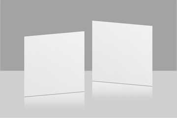 Realistic blank square flyer brochure for mockup. Paper or poster illustration. 3D Render.