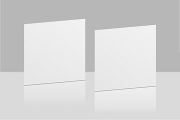 Realistic blank square flyer brochure for mockup. Paper or poster illustration. 3D Render.