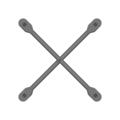 Cross brace vector icon. Safety equipment or component part of modular H frame scaffold system. Consist of diagonally pipe or tube. Use to built temporary working platform in construction. 64x64 pixel