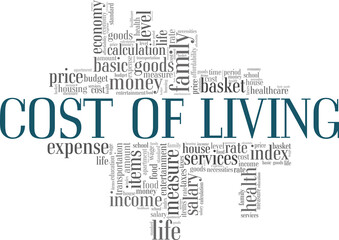 Fototapeta na wymiar Cost of living vector illustration word cloud isolated on a white background.