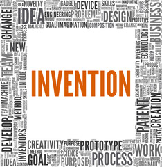 Invention vector illustration word cloud isolated on a white background.