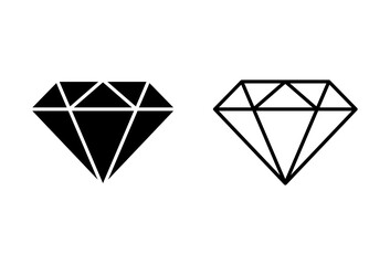 Diamond icon set. diamond gems vector icon.