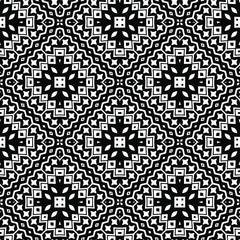 Geometric vector pattern with triangular elements. Seamless abstract ornament for wallpapers and backgrounds. Black and white colors.