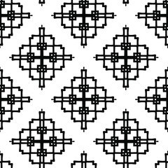 Geometric vector pattern with triangular elements. Seamless abstract ornament for wallpapers and backgrounds. Black and white colors.