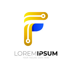 F logo, Technology logo with letter f 