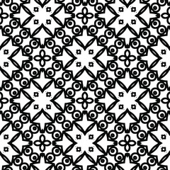 Geometric vector pattern with triangular elements. Seamless abstract ornament for wallpapers and backgrounds. Black and white colors.