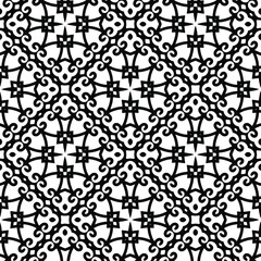Geometric vector pattern with triangular elements. Seamless abstract ornament for wallpapers and backgrounds. Black and white colors.