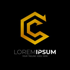 Letter C logo with hexagon design vector, C and C logo combination