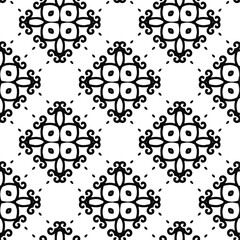 Geometric vector pattern with triangular elements. Seamless abstract ornament for wallpapers and backgrounds. Black and white colors.