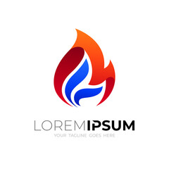 flame logo with simple design template, red and blue logos