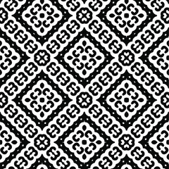 Geometric vector pattern with triangular elements. Seamless abstract ornament for wallpapers and backgrounds. Black and white colors.