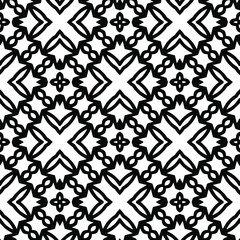 Geometric vector pattern with triangular elements. Seamless abstract ornament for wallpapers and backgrounds. Black and white colors.