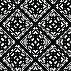  Geometric vector pattern with triangular elements. Seamless abstract ornament for wallpapers and backgrounds. Black and white colors.