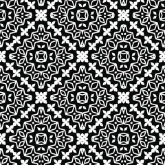  Geometric vector pattern with triangular elements. Seamless abstract ornament for wallpapers and backgrounds. Black and white colors.