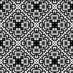  Geometric vector pattern with triangular elements. Seamless abstract ornament for wallpapers and backgrounds. Black and white colors.