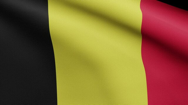 3D illustration Belgian flag waving in wind. Close up of Belgium banner blowing, soft and smooth silk. Cloth fabric texture ensign background. Use it for national day and country occasions concept-Dan