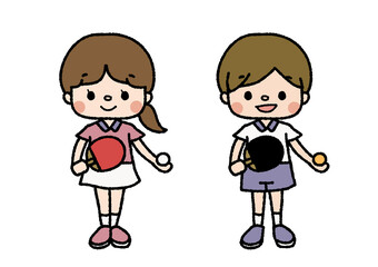 卓球部員のイラスト　習い事・部活・趣味　カラー