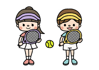 テニス部員のイラスト　習い事・部活・趣味　カラー