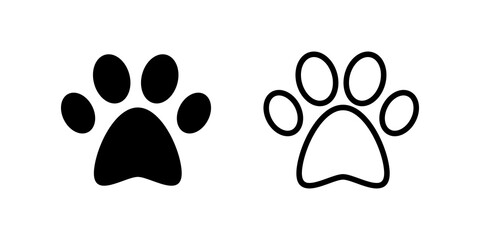 Paw icon set. paw print icon vector. dog or cat paw