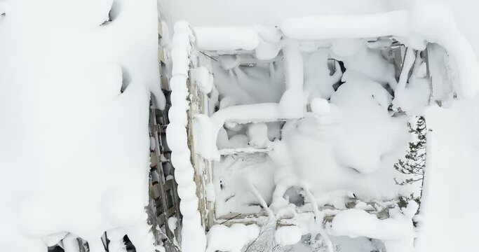 Top view of hotel ruins of San Candido Thermal Baths Spa in South Tyrol, Italy