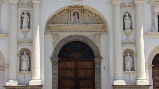 San Jose Cathedral in Antigua, Guatemala.Main entrance of the cathedral.