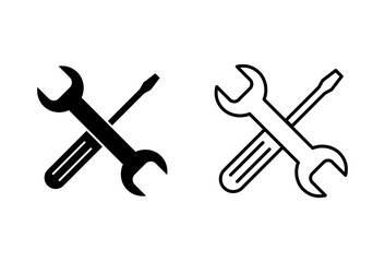 Repair tools icon set. tool icon vector. setting icon vector. Wrench and screwdriver. support, Service