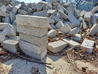 Gray brickwork at construction site