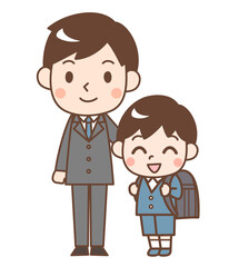 Obraz na płótnie Canvas 入学式の笑顔のお父さんと男の子