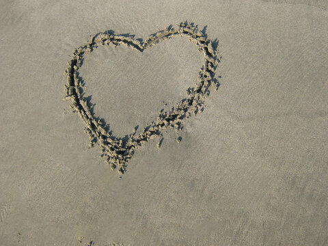 Heart beach texture painted on vacation love day
