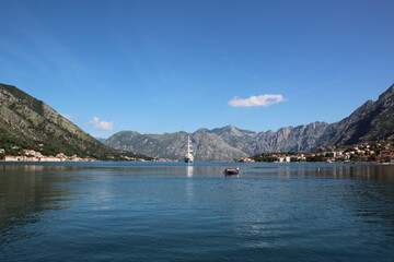 Boats on the Bay of Kotor, Montenegro.