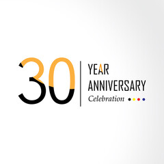 Year Anniversary Vector Template Design Illustration Black Orange Elegant White Background