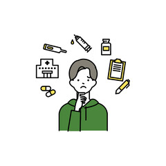 ワクチン接種で悩む男性