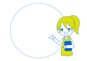 説明する女性　フキダシ