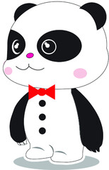 
vector cute panda cartoon character with bow tie and tuxedo