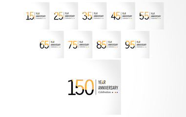 Year Anniversary Vector Template Design Illustration Black Orange Elegant White Background
