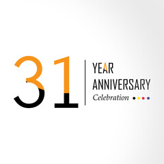 Year Anniversary Vector Template Design Illustration Black Orange Elegant White Background