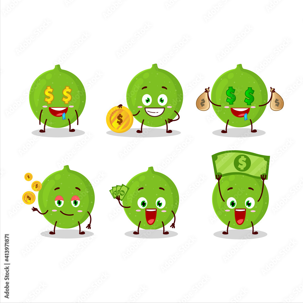 Wall mural Alibertia fruit cartoon character with cute emoticon bring money