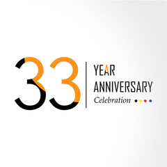 Year Anniversary Vector Template Design Illustration Black Orange Elegant White Background