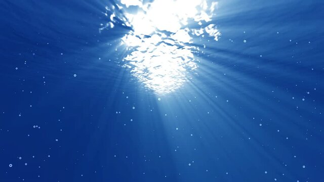 Underwater Big Bubbles Rising and Sun Rays Animation Loop