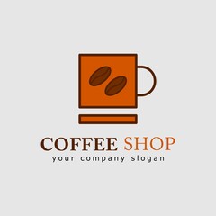 coffee cup vector logo. with a modern design. brown color composition. logo design for coffee shops, coffee companies, coffee lovers community, etc.