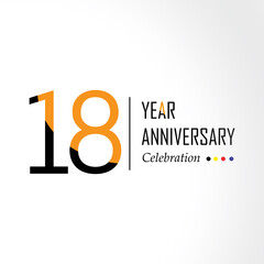 Year Anniversary Vector Template Design Illustration Black Orange Elegant White Background