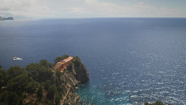 Wide view of Villa Malaparte in Capri, Italy.