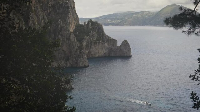 Quiet view of Italian coast from  Capri, Italy.
