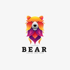 Vector Logo Illustration Bear Gradient Colorful Style.